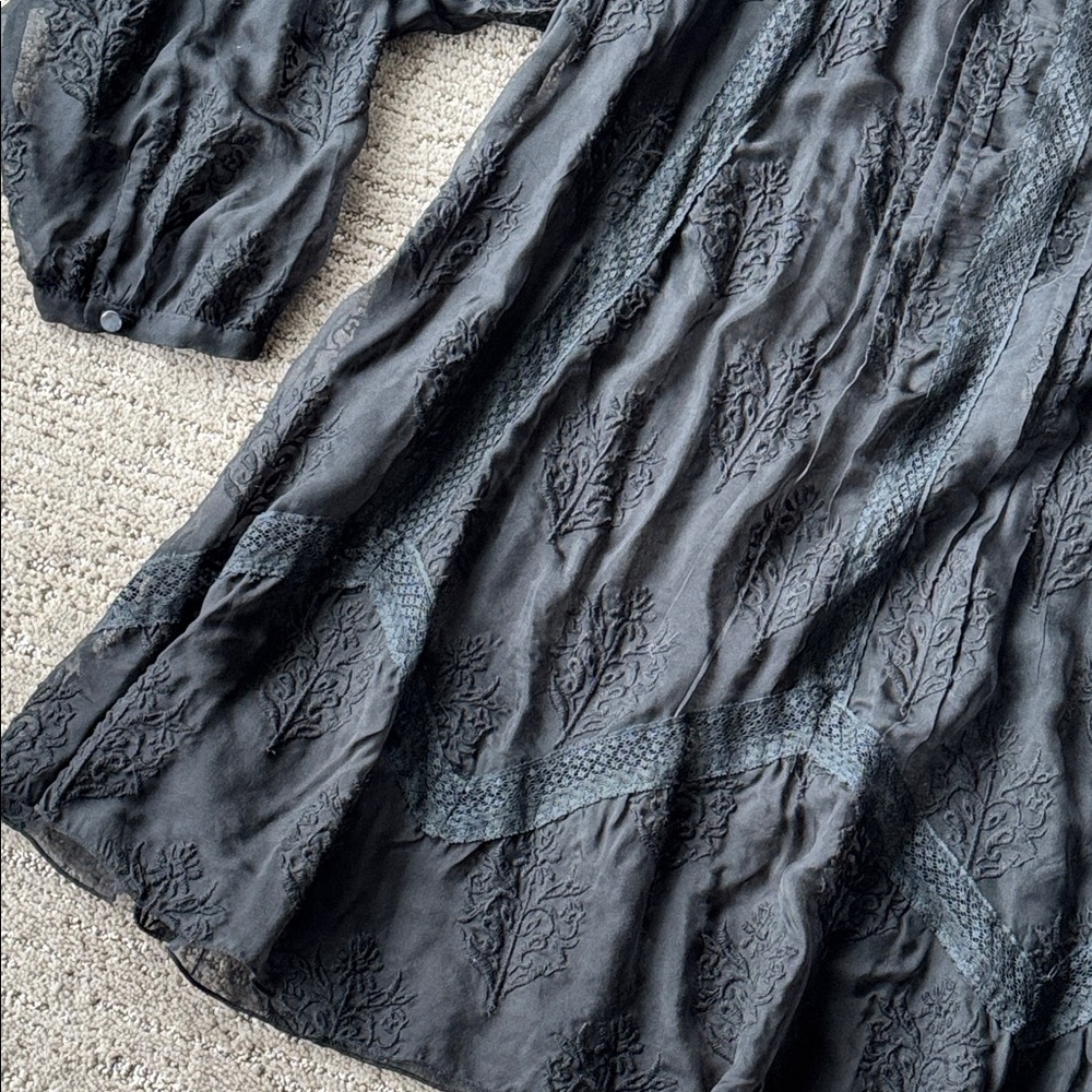 Johnny Was 4 Love and Liberty Black Silk Tunic - Large - Picture 3 of 8